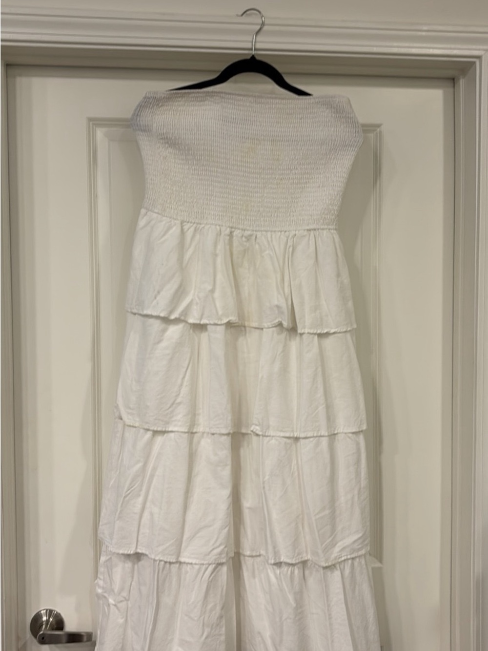 Girls White Tiered Smocked Dress